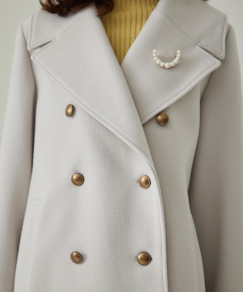 12Twelve Agenda（トゥエルブ　アジェンダ）の「ストレッチウールPコート【セットアップ着用可能】（ピーコート・レディース・アイボリー/ネイビー・M）」の11枚目の写真