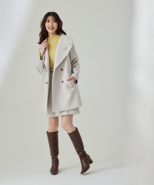 12Twelve Agenda（トゥエルブ　アジェンダ）の「ストレッチウールPコート【セットアップ着用可能】（ピーコート・レディース・アイボリー/ネイビー・M）」の6枚目の写真