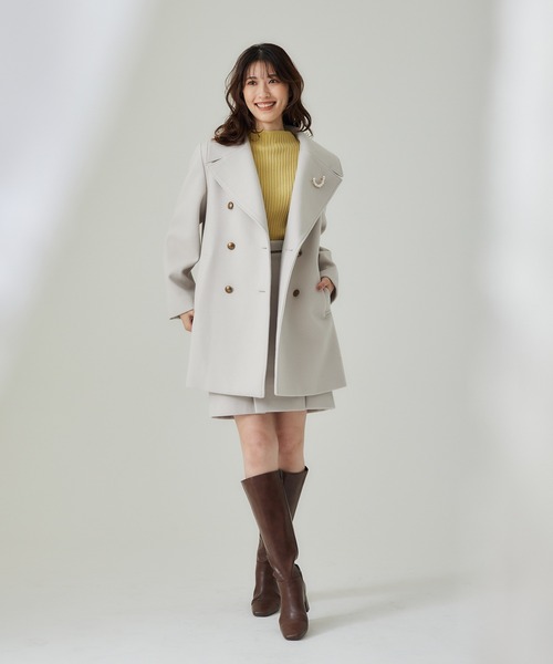 12Twelve Agenda（トゥエルブ　アジェンダ）の「ストレッチウールPコート【セットアップ着用可能】（ピーコート・レディース・アイボリー/ネイビー・M）」の5枚目の写真