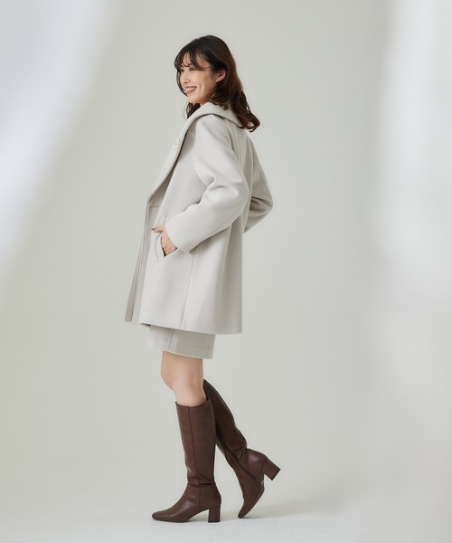 12Twelve Agenda（トゥエルブ　アジェンダ）の「ストレッチウールPコート【セットアップ着用可能】（ピーコート・レディース・アイボリー/ネイビー・M）」の7枚目の写真