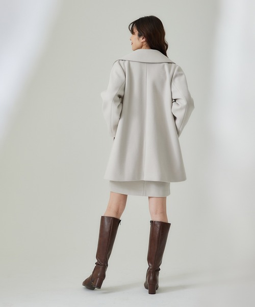 12Twelve Agenda（トゥエルブ　アジェンダ）の「ストレッチウールPコート【セットアップ着用可能】（ピーコート・レディース・アイボリー/ネイビー・M）」の8枚目の写真