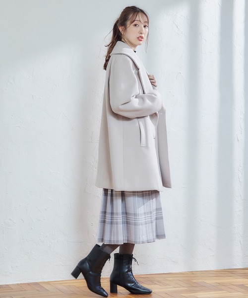 12Twelve Agenda（トゥエルブ　アジェンダ）の「ストレッチウールPコート【セットアップ着用可能】（ピーコート・レディース・アイボリー/ネイビー・M）」の22枚目の写真