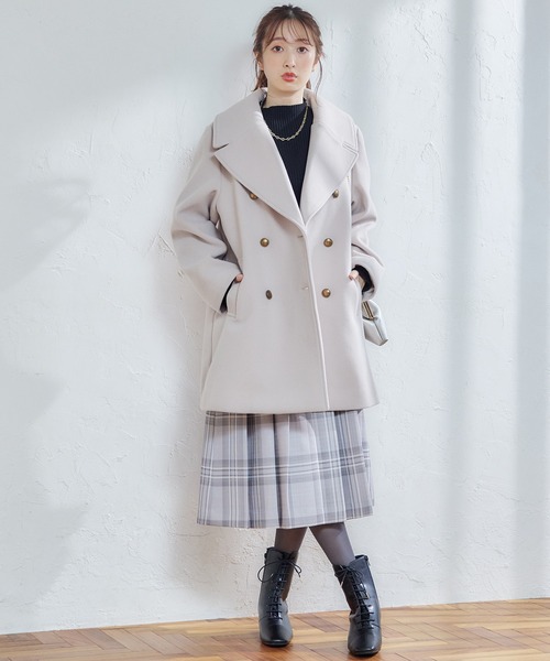 12Twelve Agenda（トゥエルブ　アジェンダ）の「ストレッチウールPコート【セットアップ着用可能】（ピーコート・レディース・アイボリー/ネイビー・M）」の19枚目の写真