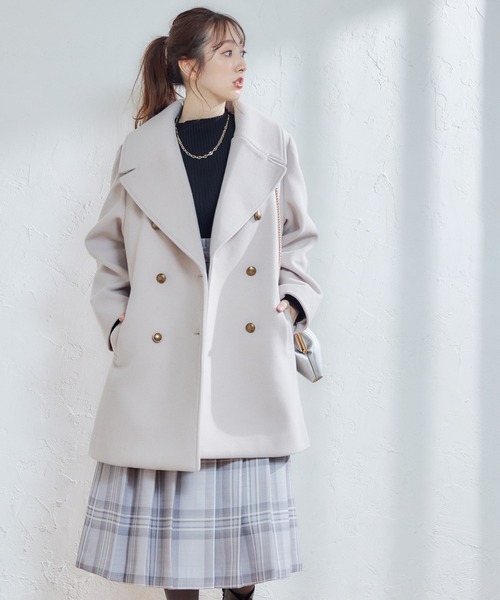 12Twelve Agenda（トゥエルブ　アジェンダ）の「ストレッチウールPコート【セットアップ着用可能】（ピーコート・レディース・アイボリー/ネイビー・M）」の16枚目の写真