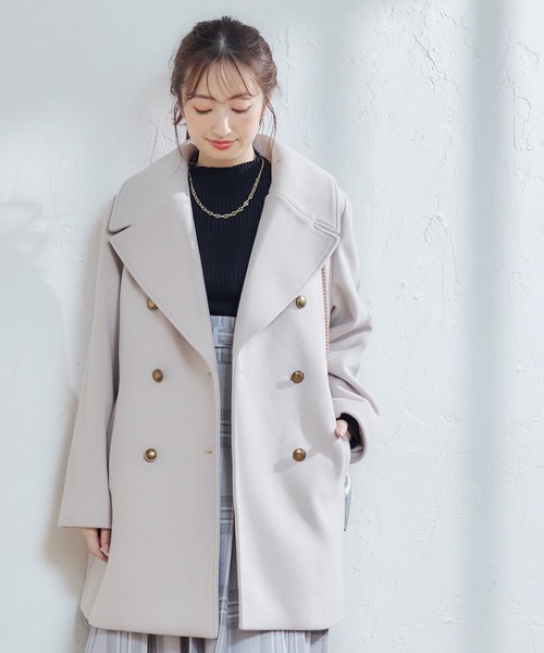 12Twelve Agenda（トゥエルブ　アジェンダ）の「ストレッチウールPコート【セットアップ着用可能】（ピーコート・レディース・アイボリー/ネイビー・M）」の15枚目の写真