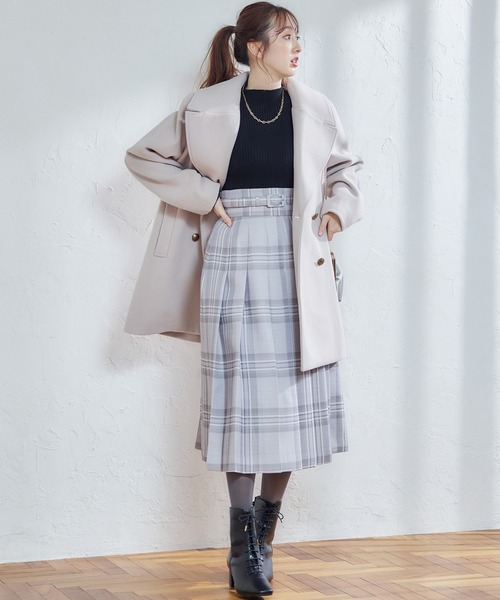 12Twelve Agenda（トゥエルブ　アジェンダ）の「ストレッチウールPコート【セットアップ着用可能】（ピーコート・レディース・アイボリー/ネイビー・M）」の21枚目の写真