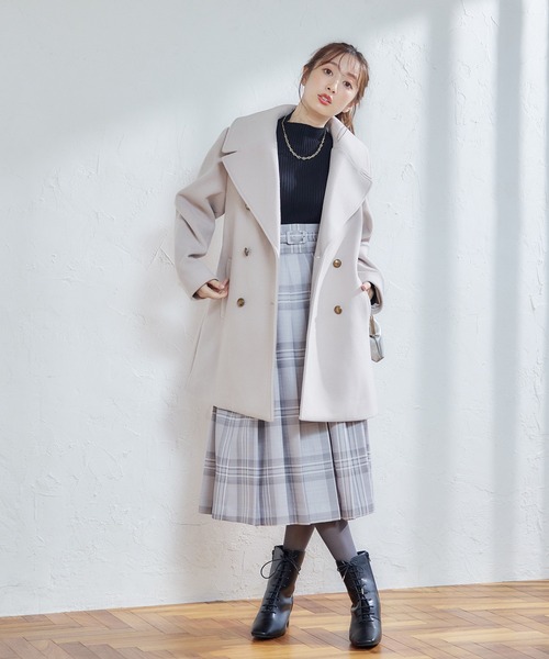 12Twelve Agenda（トゥエルブ　アジェンダ）の「ストレッチウールPコート【セットアップ着用可能】（ピーコート・レディース・アイボリー/ネイビー・M）」の20枚目の写真