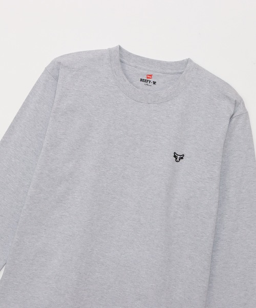 HANES（ヘインズ）の「【Hanes/ヘインズ】メンズ ビーフィー ロングスリーブTシャツ（Tシャツ/カットソー・メンズ・ブラック/ホワイト/ネイビー/ヘザーグレー・MEDIUM/LARGE/SMALL/X-LARGE/X-SMALL）」の13枚目の写真