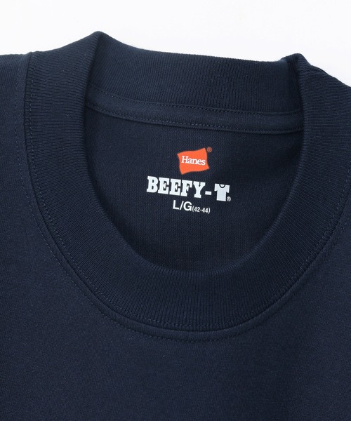 HANES（ヘインズ）の「【Hanes/ヘインズ】メンズ ビーフィー ロングスリーブTシャツ（Tシャツ/カットソー・メンズ・ブラック/ホワイト/ネイビー/ヘザーグレー・MEDIUM/LARGE/SMALL/X-LARGE/X-SMALL）」の8枚目の写真