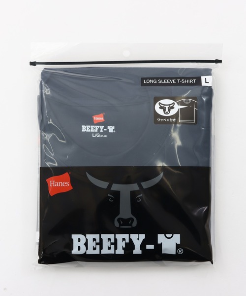 HANES（ヘインズ）の「【Hanes/ヘインズ】メンズ ビーフィー ロングスリーブTシャツ（Tシャツ/カットソー・メンズ・ブラック/ホワイト/ネイビー/ヘザーグレー・MEDIUM/LARGE/SMALL/X-LARGE/X-SMALL）」の9枚目の写真