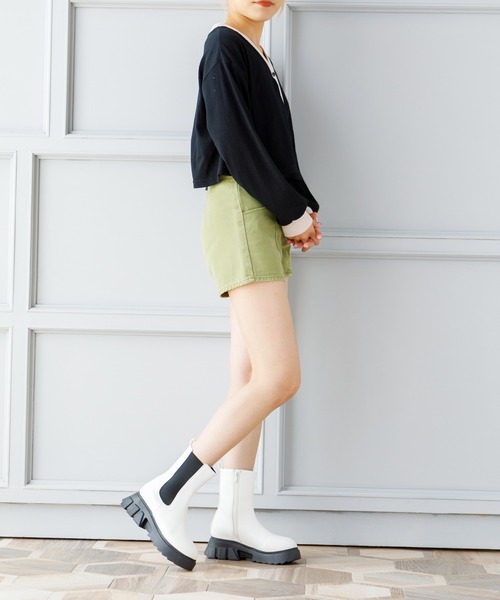 attagirl（アタガール）の「サイドゴアバルキーヒールブーツ（ブーツ・レディース・カーキ/ブラック/ホワイト・M/S/L/LL）」の15枚目の写真