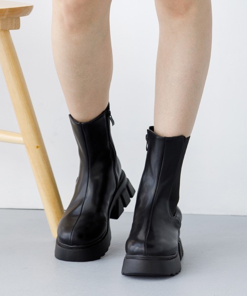 attagirl（アタガール）の「サイドゴアバルキーヒールブーツ（ブーツ・レディース・カーキ/ブラック/ホワイト・M/S/L/LL）」の20枚目の写真