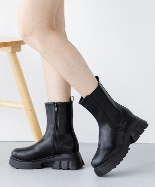 attagirl（アタガール）の「サイドゴアバルキーヒールブーツ（ブーツ・レディース・カーキ/ブラック/ホワイト・M/S/L/LL）」の21枚目の写真