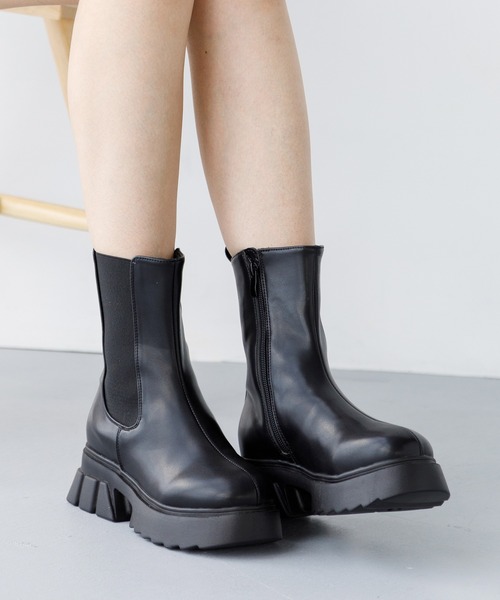 attagirl（アタガール）の「サイドゴアバルキーヒールブーツ（ブーツ・レディース・カーキ/ブラック/ホワイト・M/S/L/LL）」の22枚目の写真