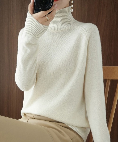 BLANC FICELLE(ブランフィセル)の「ニット ハイネック(ニット/セーター・レディース・Off White/ブルー/パープル/グレー/アイボリー/ブラック/ベージュ/ミント・L/M)」の11枚目の写真