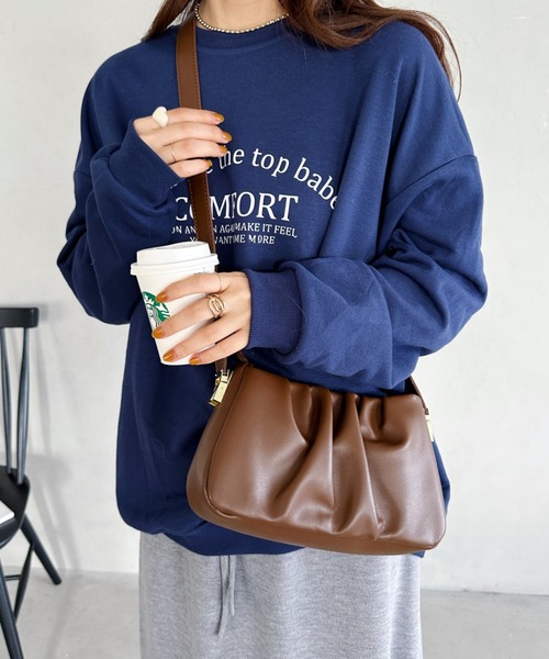 MYMOOD.（マイムード）の「tack desigh leather shoulder bag／2WAYタックデザインPUショルダーバッグ（ショルダーバッグ・レディース・ブラック/アイボリー/ブラウン・FREE）」の13枚目の写真