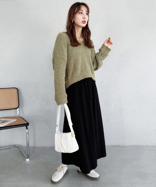 MYMOOD.（マイムード）の「tack desigh leather shoulder bag／2WAYタックデザインPUショルダーバッグ（ショルダーバッグ・レディース・ブラック/アイボリー/ブラウン・FREE）」の8枚目の写真