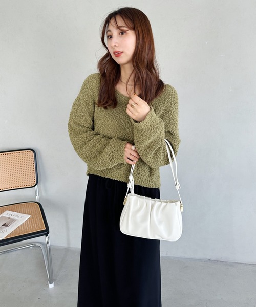 MYMOOD.（マイムード）の「tack desigh leather shoulder bag／2WAYタックデザインPUショルダーバッグ（ショルダーバッグ・レディース・ブラック/アイボリー/ブラウン・FREE）」の7枚目の写真