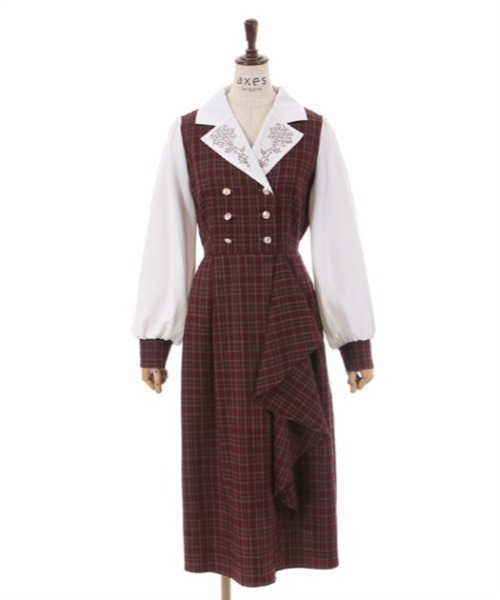 刺繍襟付き シスターワンピース axes axes femme（アクシーズファム