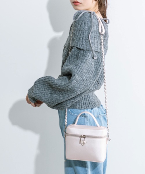 OLIVE des OLIVE（オリーブデオリーブ）の「ハートエンブレム付きバニティーバッグ　1032120180（ショルダーバッグ・レディース・ピンク/ブラック/オフホワイト・FREE）」の9枚目の写真