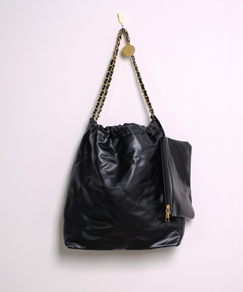 shopnikoniko（ショップニコニコ）の「ミニポーチ付き キルティング トートバッグ（トートバッグ・レディース・ブラック/ホワイト/ブラウン・フリー）」の21枚目の写真