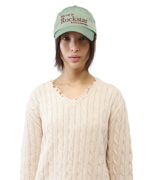 帽子 JOEGUSH My cat is Rockstar Baseball cap JOEGUSH ] My cat is Rockstar Baseball cap (Navy) 正規品 韓国