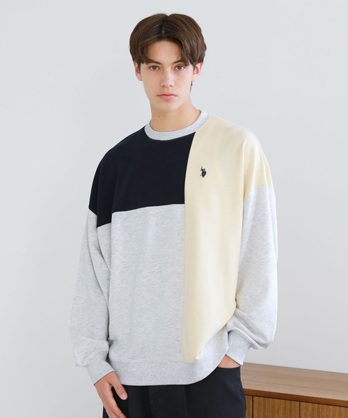 U.S. POLO ASSN.(ユーエスポロアッスン)の「裏毛ワンポイントロゴクルーネックスウェット 配色(スウェット・メンズ・ベージュ/グレー/ブラック/グレー系/アイボリー/ブラック系/ネイビー・S/L/M)」の5枚目の写真