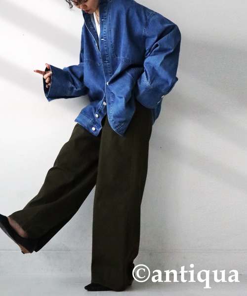 antiqua（アンティカ）の「シンプルデニムジャケット（デニムジャケット・レディース・ブルー・FREE）」の4枚目の写真