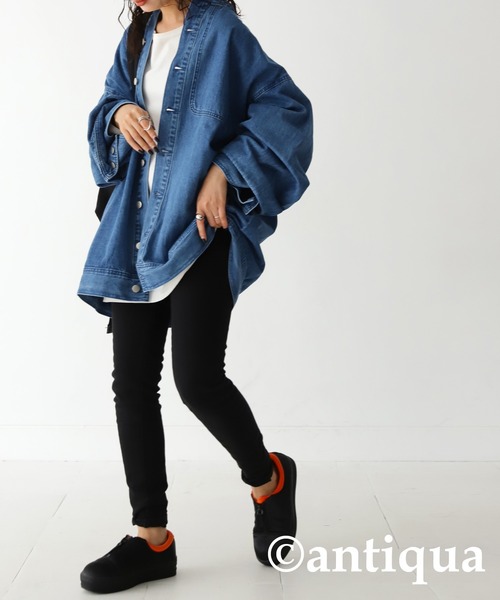 antiqua（アンティカ）の「シンプルデニムジャケット（デニムジャケット・レディース・ブルー・FREE）」の8枚目の写真