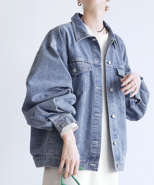 reca（レカ）の「オーバーサイズデニムジャケット（デニムジャケット・レディース・ライトブルー/ブルー/ブラック・M/L/S）」の21枚目の写真