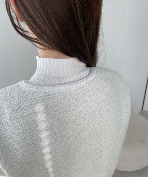 Ada.（エイダ）の「パイピング ツイード ライク 金ボタン ジャケット（ノーカラージャケット・レディース・ホワイト/ブラック/カーキ・M/S/L）」の16枚目の写真