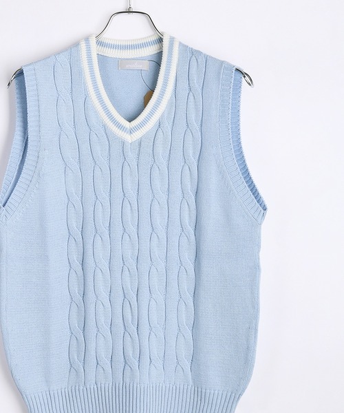 日本製 ケーブルライン チルデン ニット ベスト（ベスト）｜WESTSEA