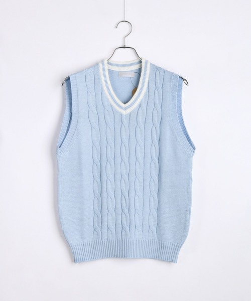 日本製 ケーブルライン チルデン ニット ベスト（ベスト）｜WESTSEA