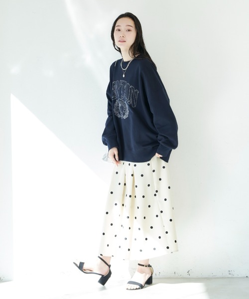 Shelly island（シェリーアイランド）の「ドットギャザースカート（スカート・レディース・ホワイト/ブラック・M）」の4枚目の写真