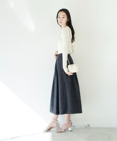 Shelly island（シェリーアイランド）の「ドットギャザースカート（スカート・レディース・ホワイト/ブラック・M）」の7枚目の写真