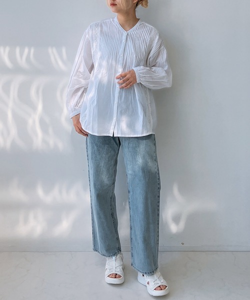 AS KNOW AS plus(アズノゥアズプラス)の「◎レースピンタックブラウス(シャツ/ブラウス・レディース・チャコールグレー/ライトカーキ/マスタード/オフホワイト・FREE)」の9枚目の写真