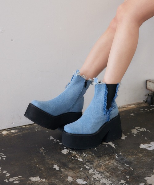 ENVYM（アンビー）の「サイドファスナーショートブーツ（ブーツ・レディース・ブラック/インディゴブルー・24.5cm/22.5cm/23.5cm）」の9枚目の写真