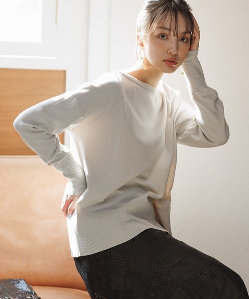 Andemiu（アンデミュウ）の「【WEB限定】ユルボートネックニット110748（ニット/セーター・レディース・アイボリー/グリーン/ブルー/グレー/ブラック・FREE）」の20枚目の写真