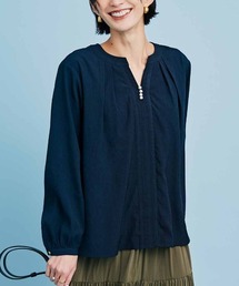 IEDIT | ＩＥＤＩＴ　インナーカットソー付きが嬉しい　きれいめ素材で顔まわりが着映える　ネックパールトップス(シャツ/ブラウス)