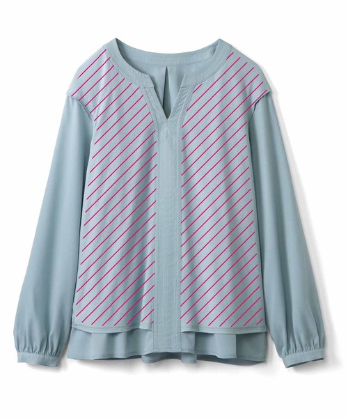 IEDIT(イディット)の「IEDIT インナーカットソー付きが嬉しい きれいめ素材で顔まわりが着映える ネックパールトップス(シャツ/ブラウス・レディース・サックスブルー/ネイビー/ピンク・X-LARGE/LARGE/MEDIUM/XX-LARGE/XXX-LARGE/SMALL)」の10枚目の写真