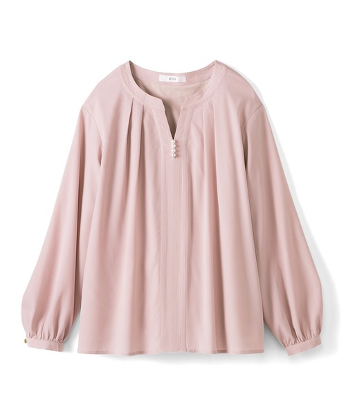 IEDIT(イディット)の「IEDIT インナーカットソー付きが嬉しい きれいめ素材で顔まわりが着映える ネックパールトップス(シャツ/ブラウス・レディース・サックスブルー/ネイビー/ピンク・X-LARGE/LARGE/MEDIUM/XX-LARGE/XXX-LARGE/SMALL)」の9枚目の写真