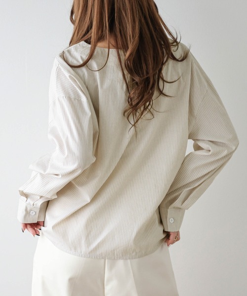 La-gemme(ラジェム)の「ストライプブラウス(シャツ/ブラウス・レディース・ブルー/ブラック/ベージュ・フリー)」の13枚目の写真