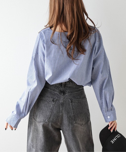 La-gemme(ラジェム)の「ストライプブラウス(シャツ/ブラウス・レディース・ブルー/ブラック/ベージュ・フリー)」の18枚目の写真