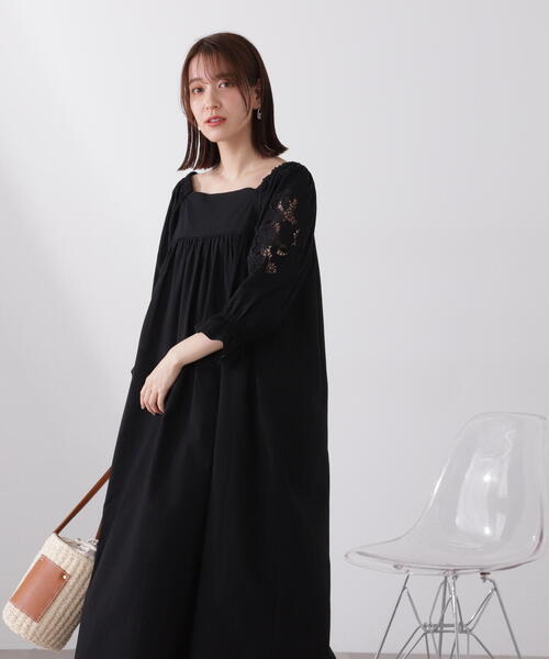 N.（N. Natural Beauty Basic）（エヌエヌナチュラルビューティーベーシック）の「【S Size Line】◆袖刺繍コットンワンピース（ワンピース・レディース・パープル/ブラック/グリーン・SMALL/MEDIUM）」の10枚目の写真