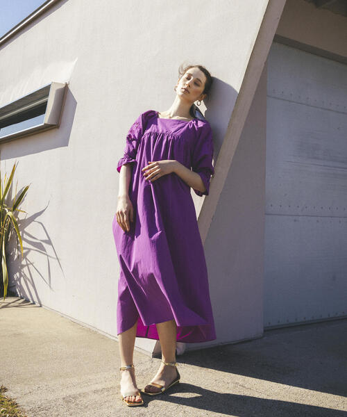 N.（N. Natural Beauty Basic）（エヌエヌナチュラルビューティーベーシック）の「【S Size Line】◆袖刺繍コットンワンピース（ワンピース・レディース・パープル/ブラック/グリーン・SMALL/MEDIUM）」の13枚目の写真