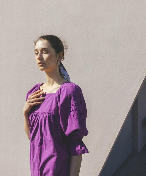 N.（N. Natural Beauty Basic）（エヌエヌナチュラルビューティーベーシック）の「【S Size Line】◆袖刺繍コットンワンピース（ワンピース・レディース・パープル/ブラック/グリーン・SMALL/MEDIUM）」の15枚目の写真