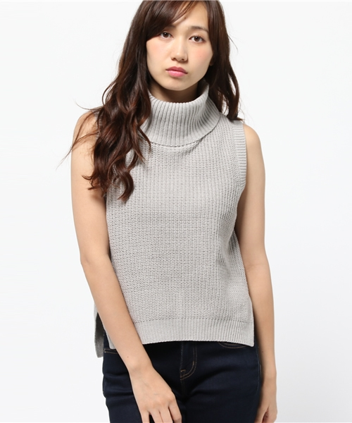 Chico(チコ)の「ハイネック畦ベスト(ニット/セーター・レディース・アイボリー/モスグリーン/ブラック/グレー・FREE)」の14枚目の写真