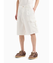 【エンポリオ アルマーニ】Emporio Armani Sustainability Values Capsule Collection カーゴバミューダパンツ オーガニックポプリン ガーメントダイ