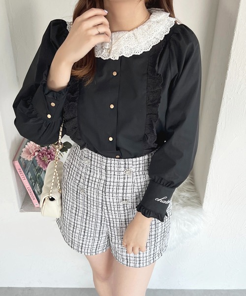 apres jour(アプレジュール)の「French Girly Collection コットンレースフリルブラウス【ZOZOTOWN限定アイテム】(シャツ/ブラウス・レディース・オフホワイト/ブラック・フリー/X-LARGE)」の14枚目の写真