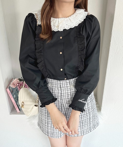 セール】French Girly Collection コットンレースフリルブラウス